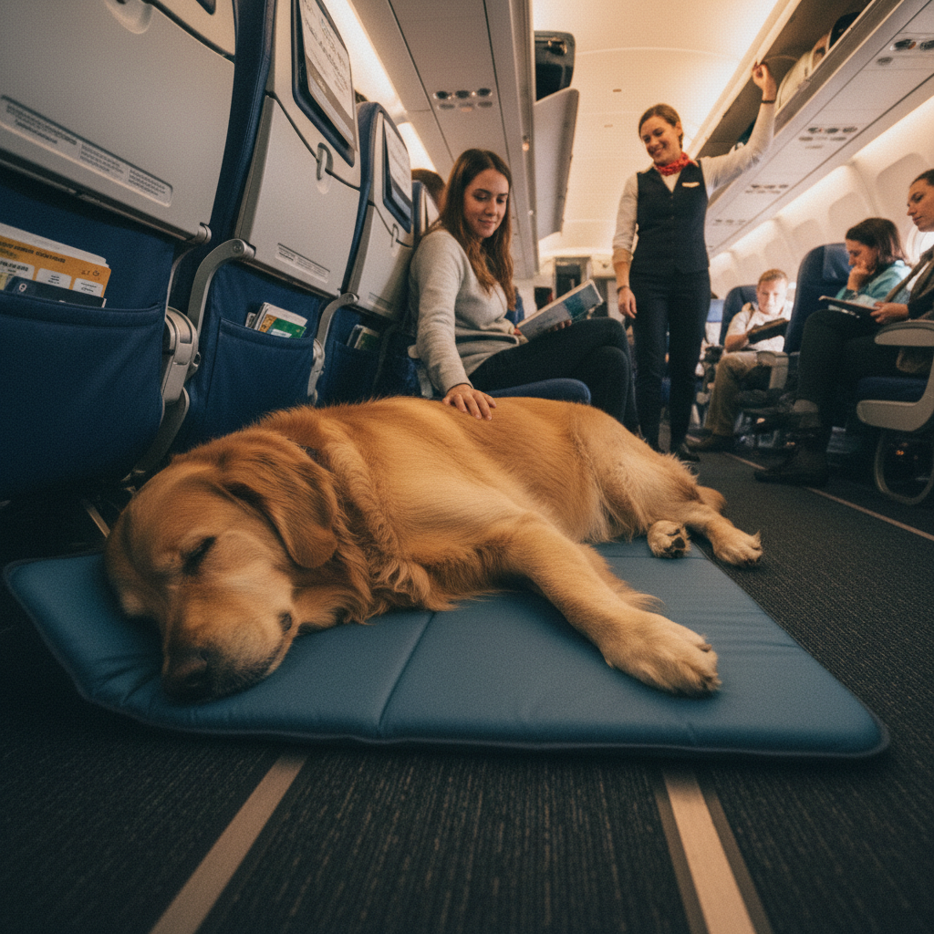 découvrez comment une compagnie aérienne innove en autorisant pour la première fois les chiens de plus de 10 kg à voyager en cabine, offrant plus de confort aux propriétaires et à leurs animaux.