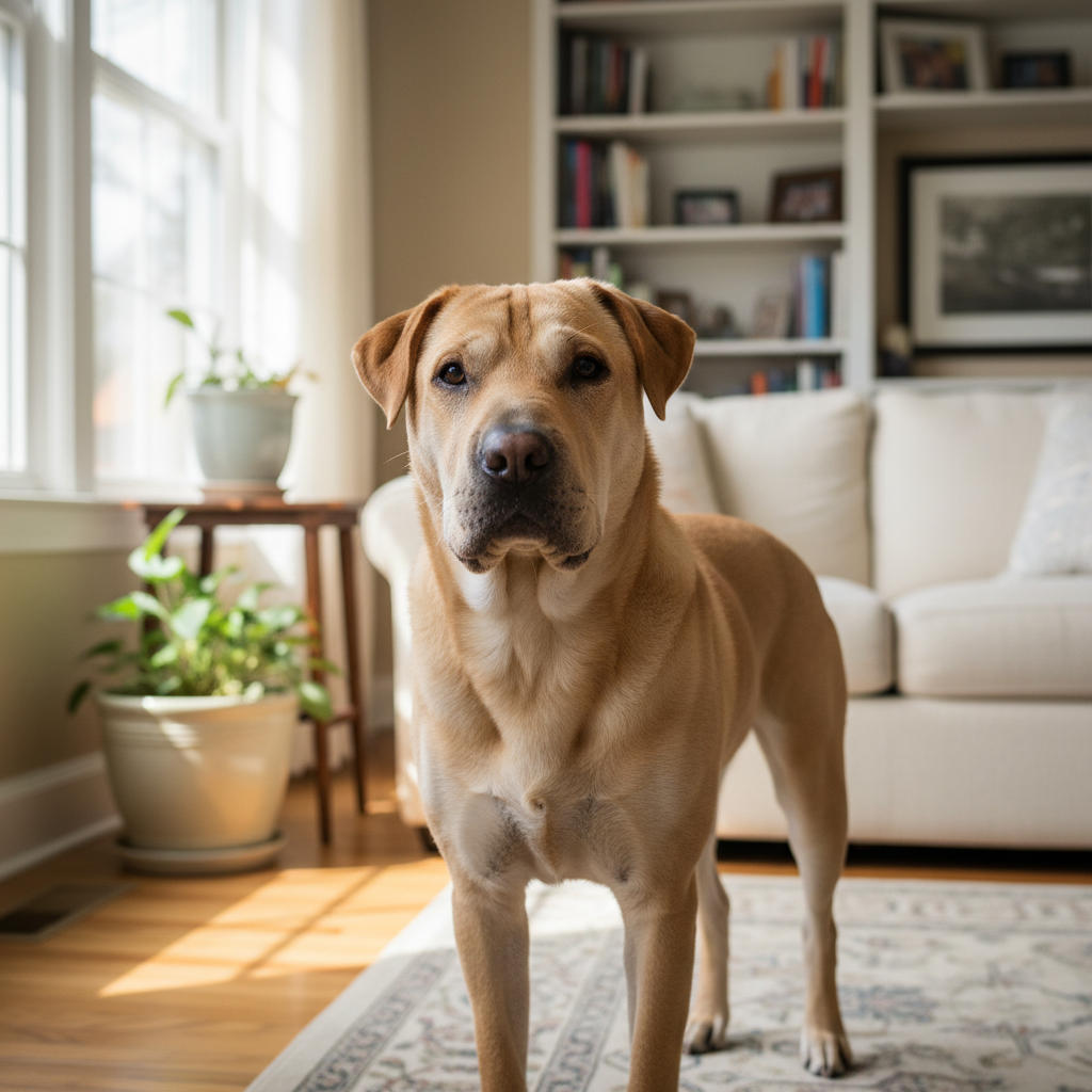 découvrez le labrador croisé sharpei, un chien au tempérament calme et au caractère bien affirmé, parfait compagnon pour toute la famille.