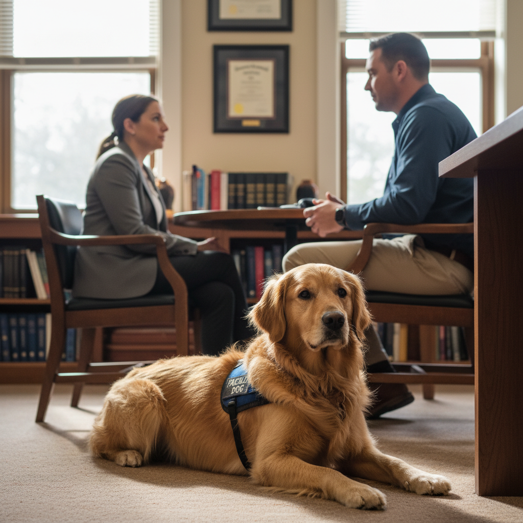 découvrez comment les chiens d'assistance de canine companions accompagnent le bureau du procureur pour offrir soutien et réconfort aux victimes de crimes.