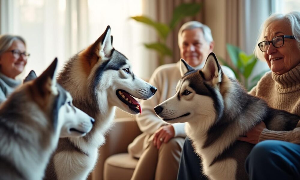 découvrez un moment de joie et de douceur avec la visite des huskys aux résidents, pour une rencontre chaleureuse et pleine d'émotions.