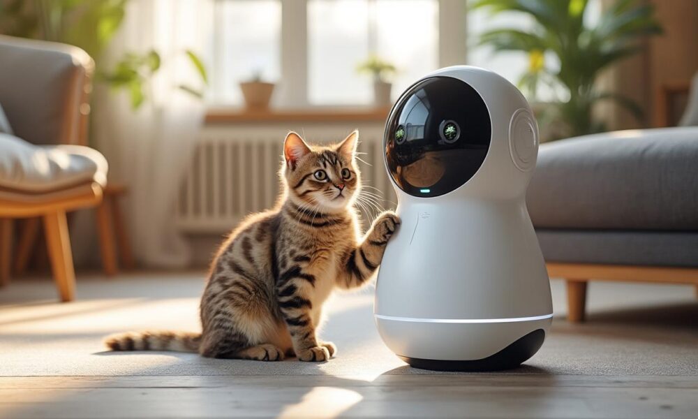 découvrez aura, le nouveau robot domestique conçu pour tenir compagnie à vos animaux solitaires pendant vos absences, assurant leur bien-être et divertissement.