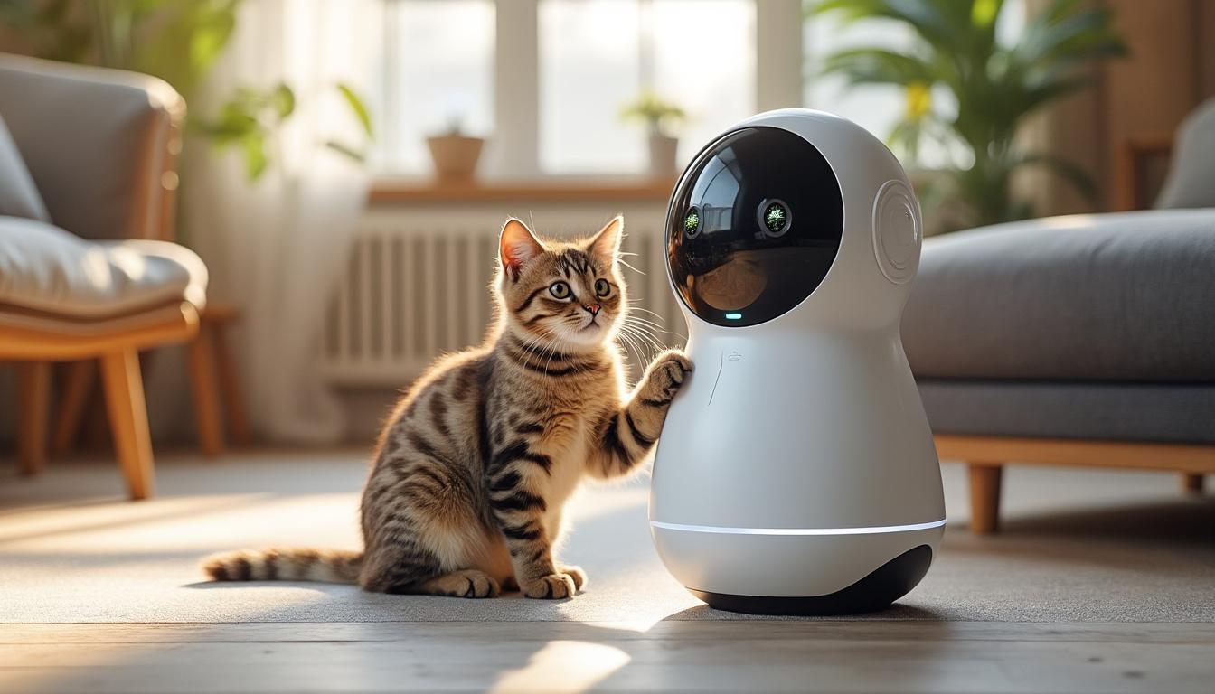 découvrez aura, le nouveau robot domestique conçu pour tenir compagnie à vos animaux solitaires pendant vos absences, assurant leur bien-être et divertissement.