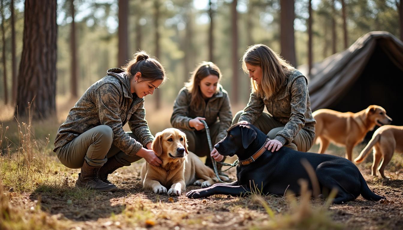 découvrez comment des chasseresses unies œuvrent ensemble pour le secours canin, protégeant et sauvant nos fidèles compagnons à quatre pattes avec passion et détermination.